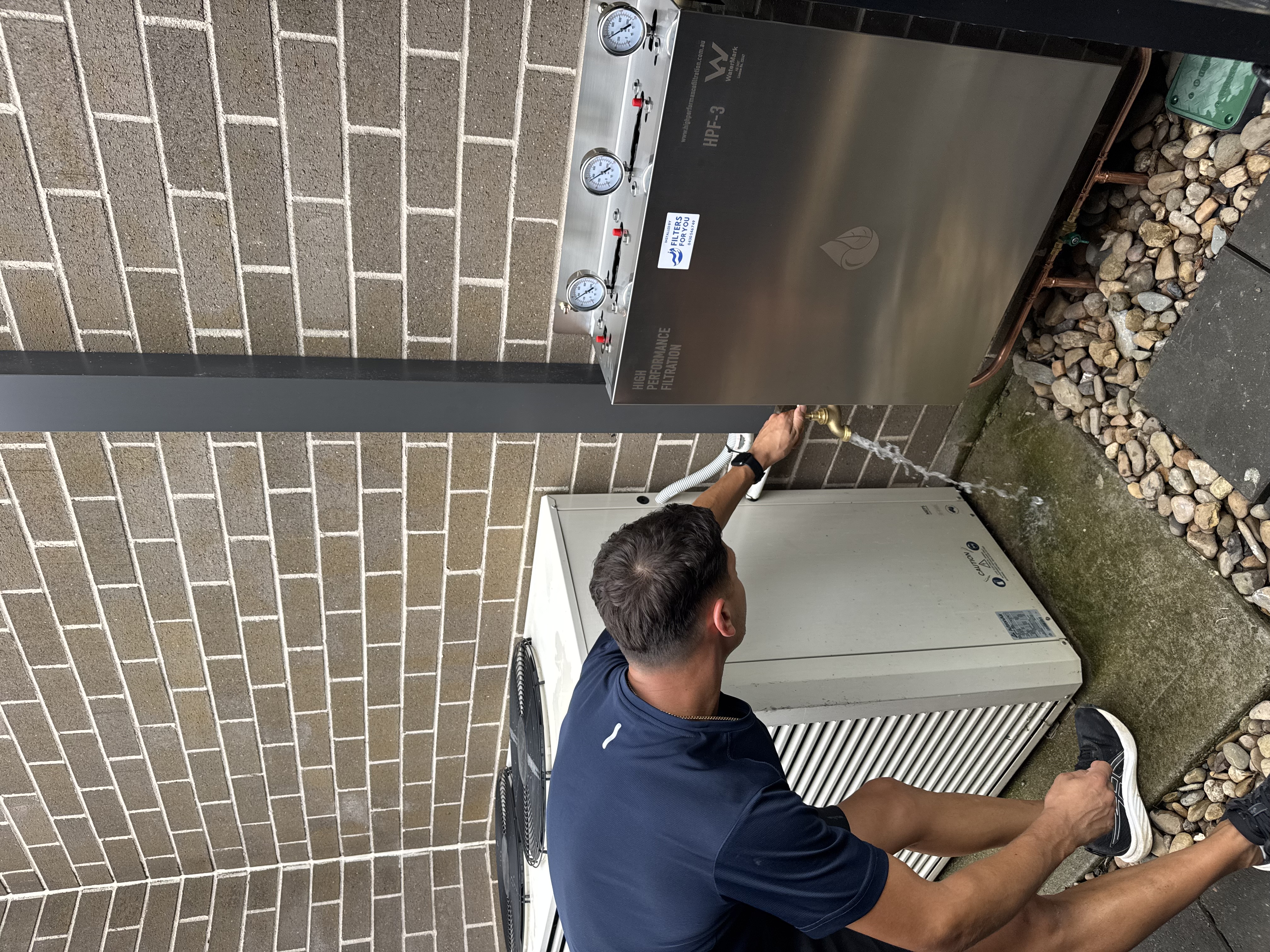 HPF-3 triple whole house water filter system external installation