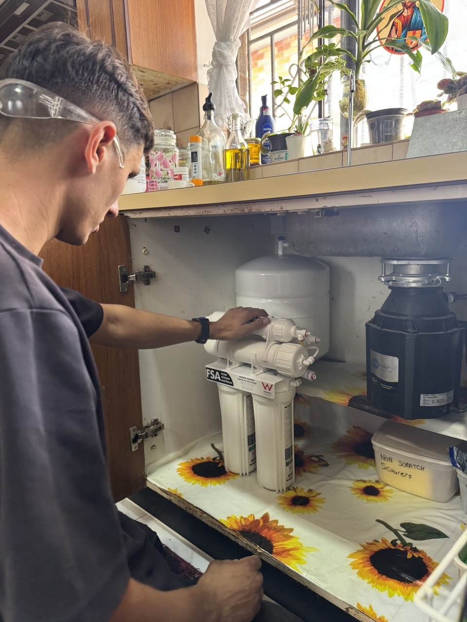 Completed water filter installation at Sydney home — tested and running