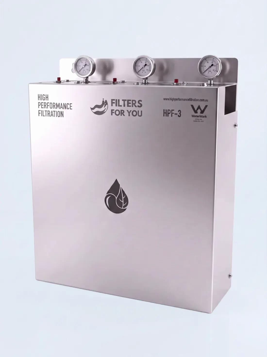 The Pure Home stainless whole house filtration unit, opening into its parts